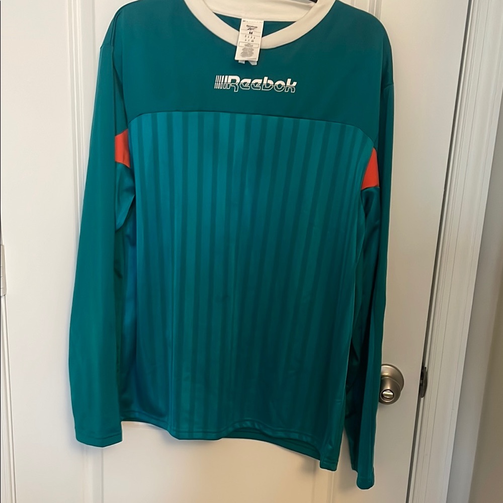 Reebok Teal and Orange Striped Long Sleeve